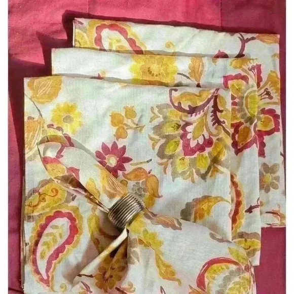 Set of 4-Happy Autumn Paisley Floral Napkins - Picture 1 of 5